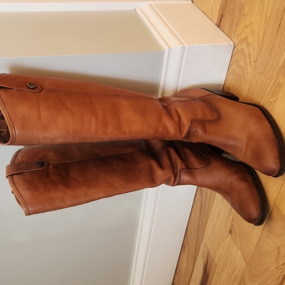 Vince Camuto knee high leather riding boots in camel - Picture 2 of 15
